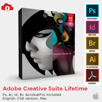 Adobe Creative Suite Lifetime (PS AI ID Br Acrobat Pro and more, English, CS6 version, Windows) - Digital Delivery Only - 2071MALL